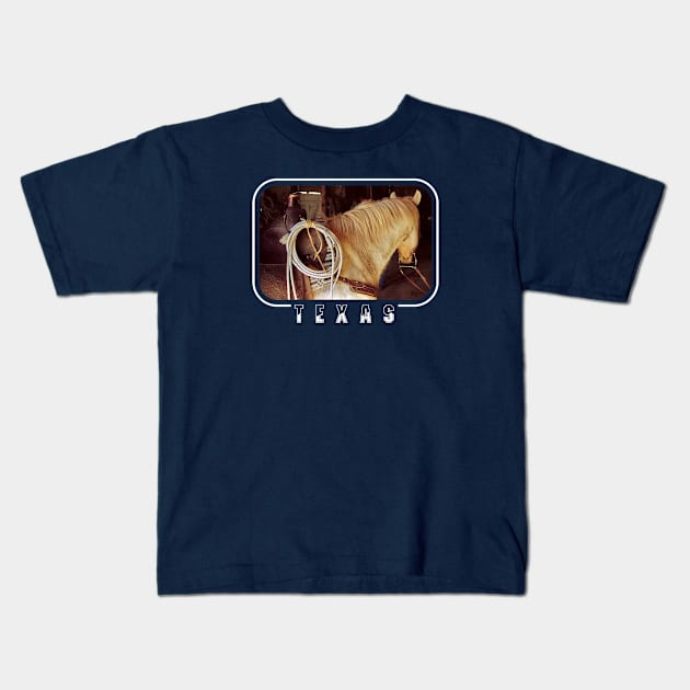 Quarter Horse Waiting For Rider, Texas Kids T-Shirt by Wondergarbs